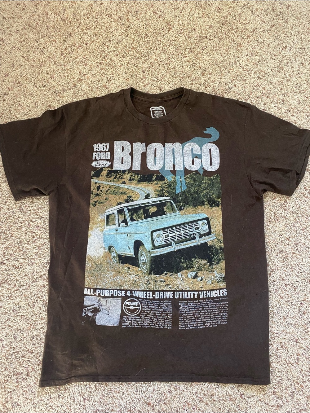 Aeropostale Black Tee with Blue and Tan Bronco Graphic